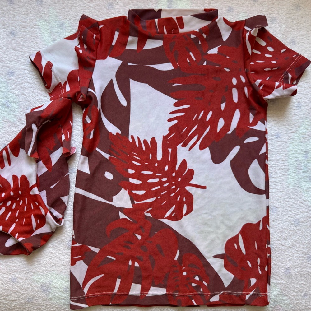 MIKOH Red-brown rashguard bathing suit
